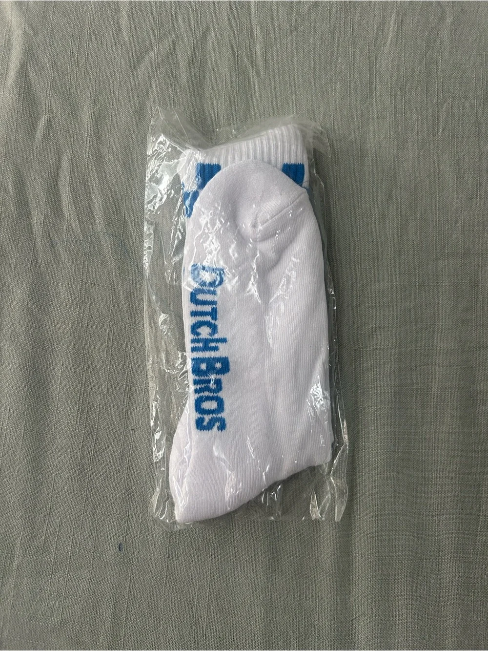 Dutch Bros White & Blue Athletic Crew Socks